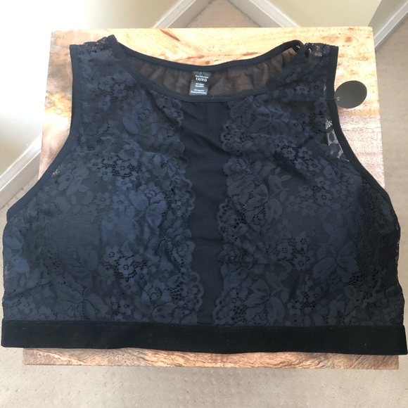 Rene Rofe Black Lace with mesh cutout bralette - Picture 2 of 6